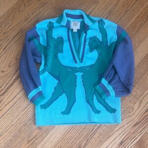Elizabeth McKay Teal and green Cat Sweater